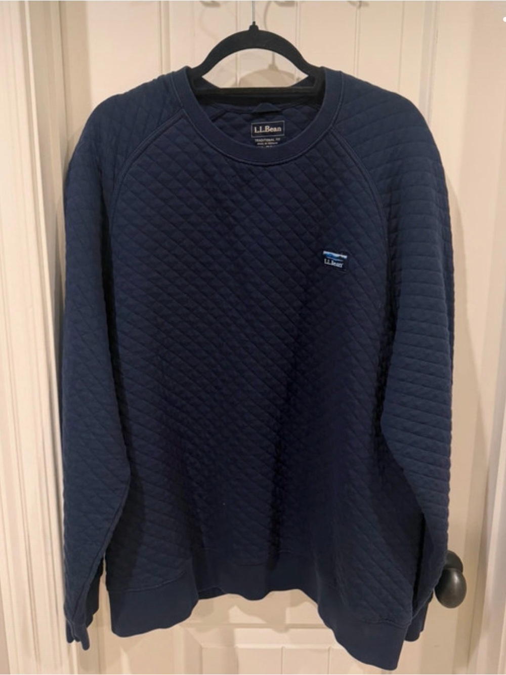 L.L. Bean Men’s Quilted Crewneck Sweater - Navy